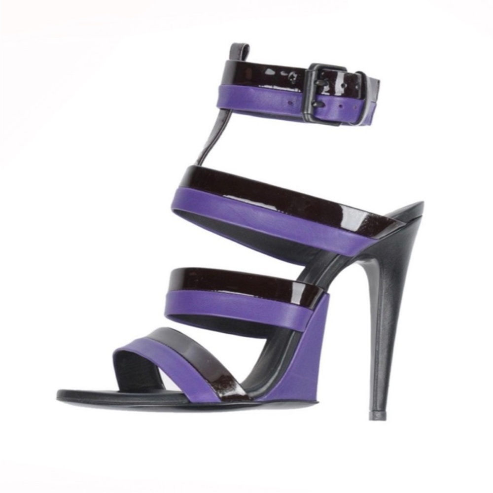 Bottega Veneta Patent Leather Sandals/wedges/heels/pumps PURPLE size 7/37 Italy